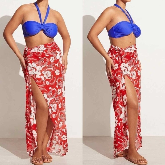 Faithfull The Brand Lulu Maxi Skirt Camara Floral Print Red - Picture 6 of 14